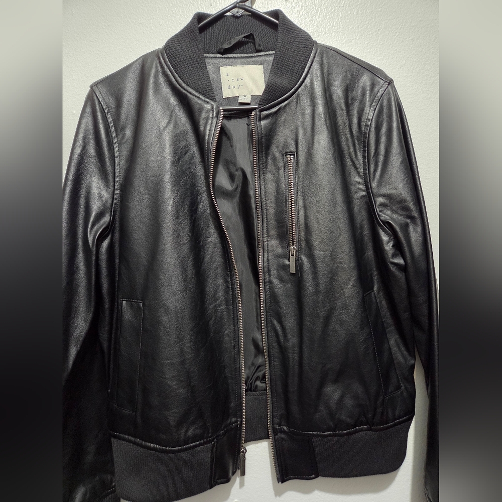 a new day Black Faux Leather Bomber Jacket